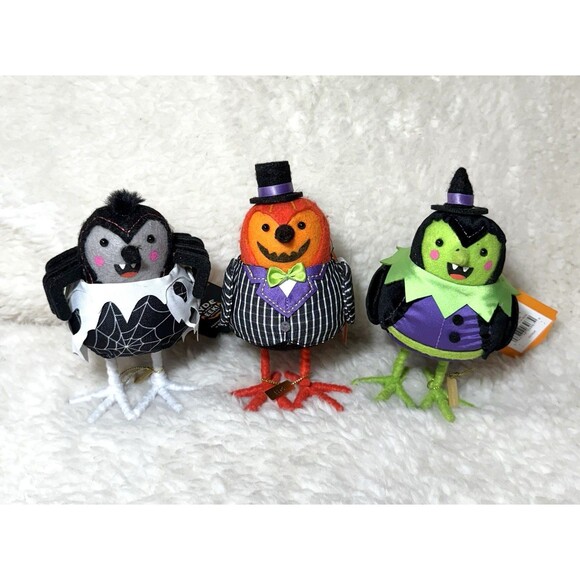 Target 2024 Hyde & EEK! Featherly Friends Halloween Fabric Birds SET OF 3 NWT - Picture 2 of 5